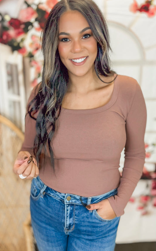 Scoop Neck Ribbed Knit Top - Final Sale