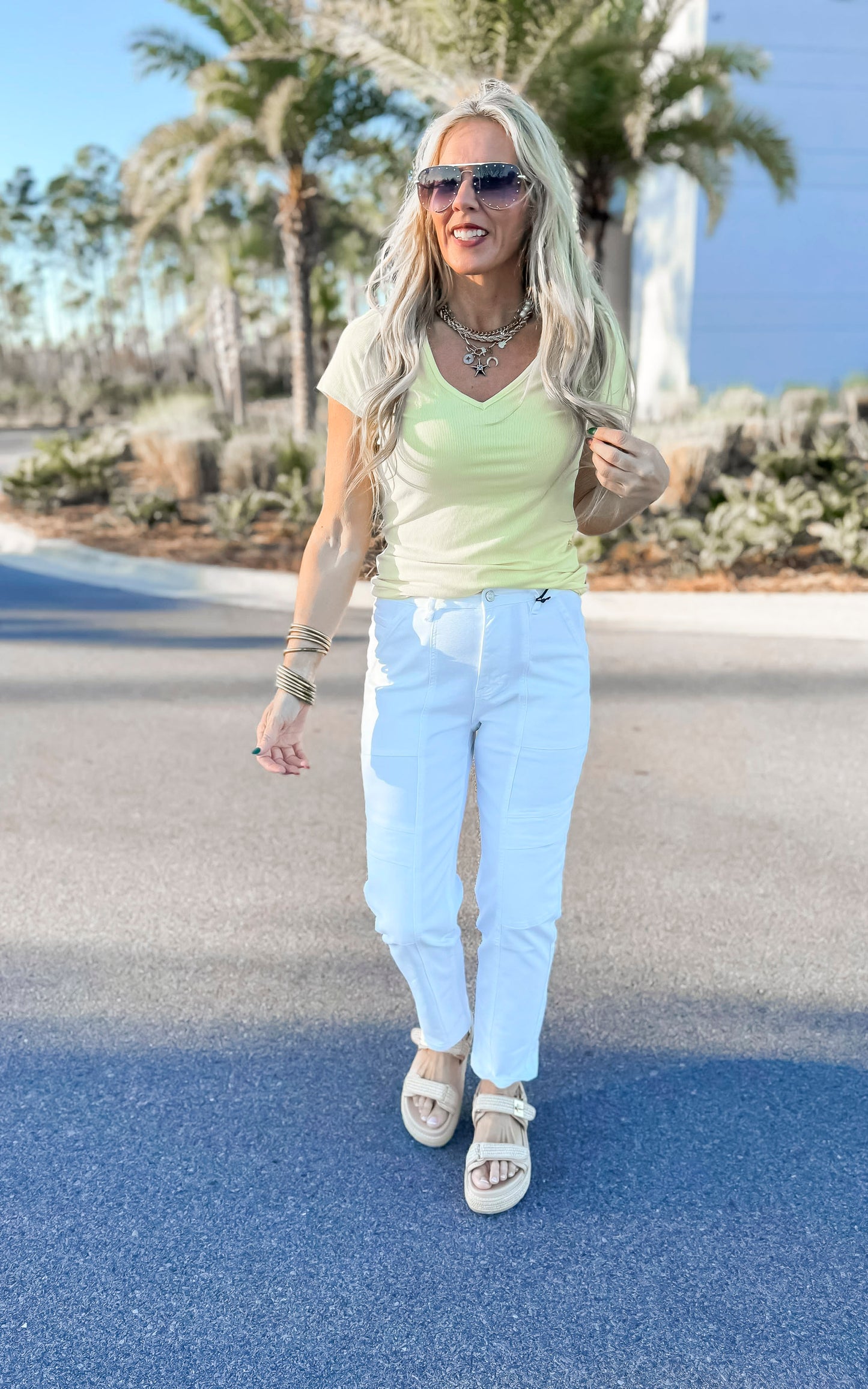 Hold Tight V-Neck Short Sleeve Top | Salty Wave *FINAL SALE