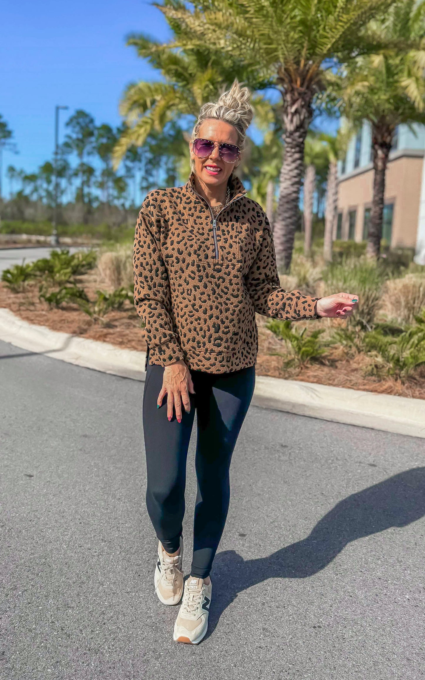 Leopard Quarter Zip Pullover | SALTY WAVE *FINAL SALE