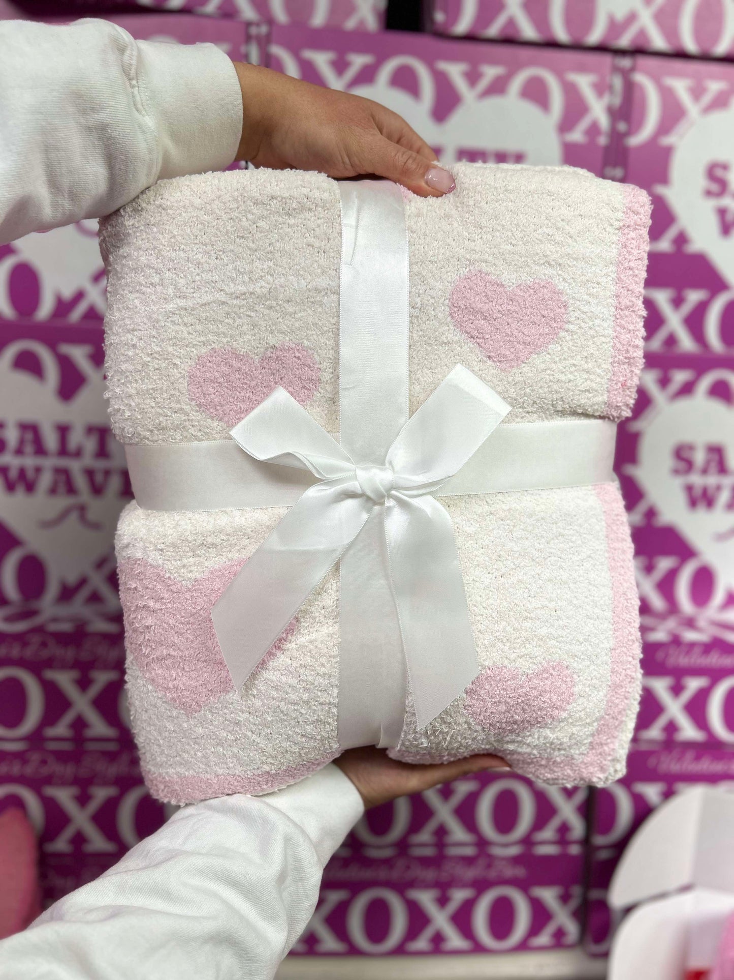 Pink & White Heart Dreamer Blanket by Salty Wave *DEAL-FINAL SALE