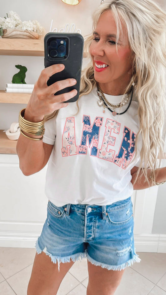 Floral AMEN Garment Dyed Graphic T-shirt - Final Sale