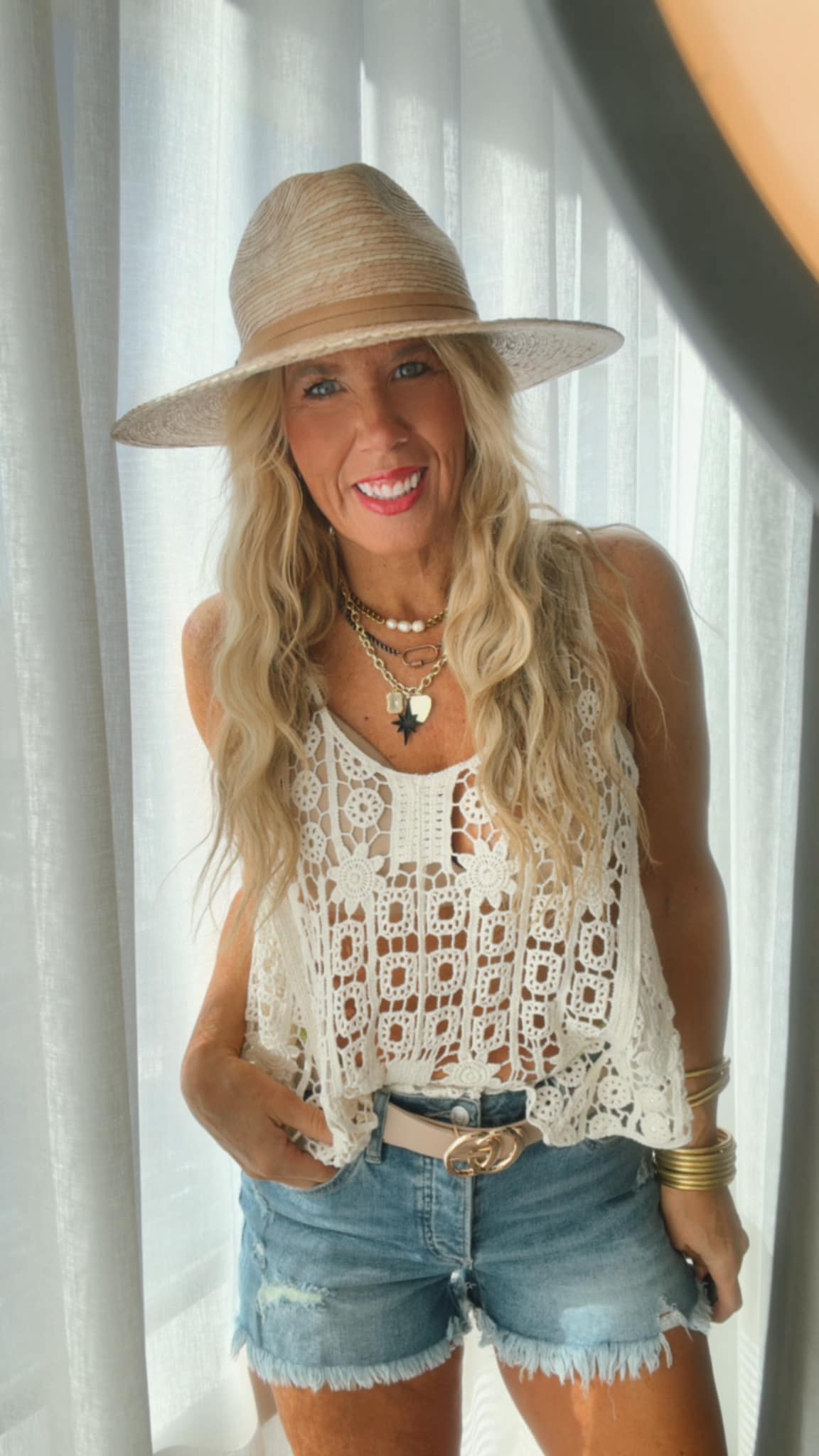 Scoop Neck Sleeveless Crochet Knit Top | POL *VEGAS PREORDER