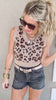 Sleeveless V Neck Leopard Printed Crop Sweater Top* - Final Sale