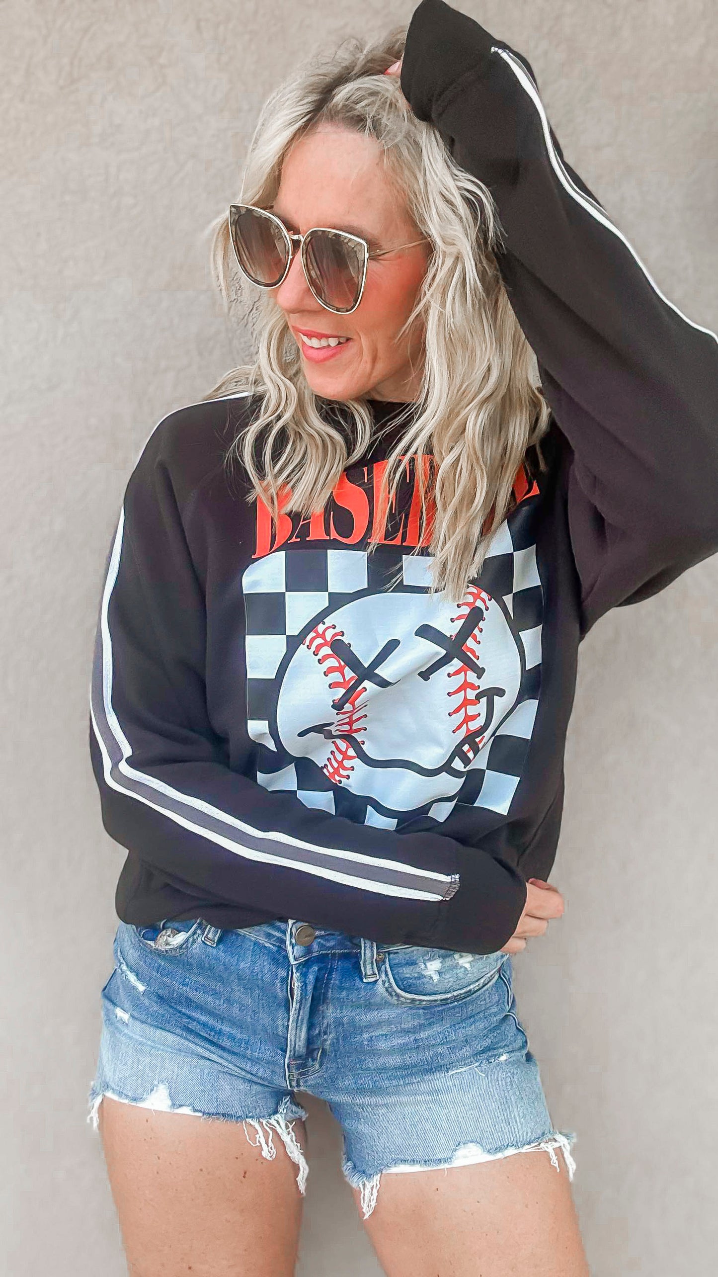 Baseball XX Smiley Fleece Graphic Sweatshirt**