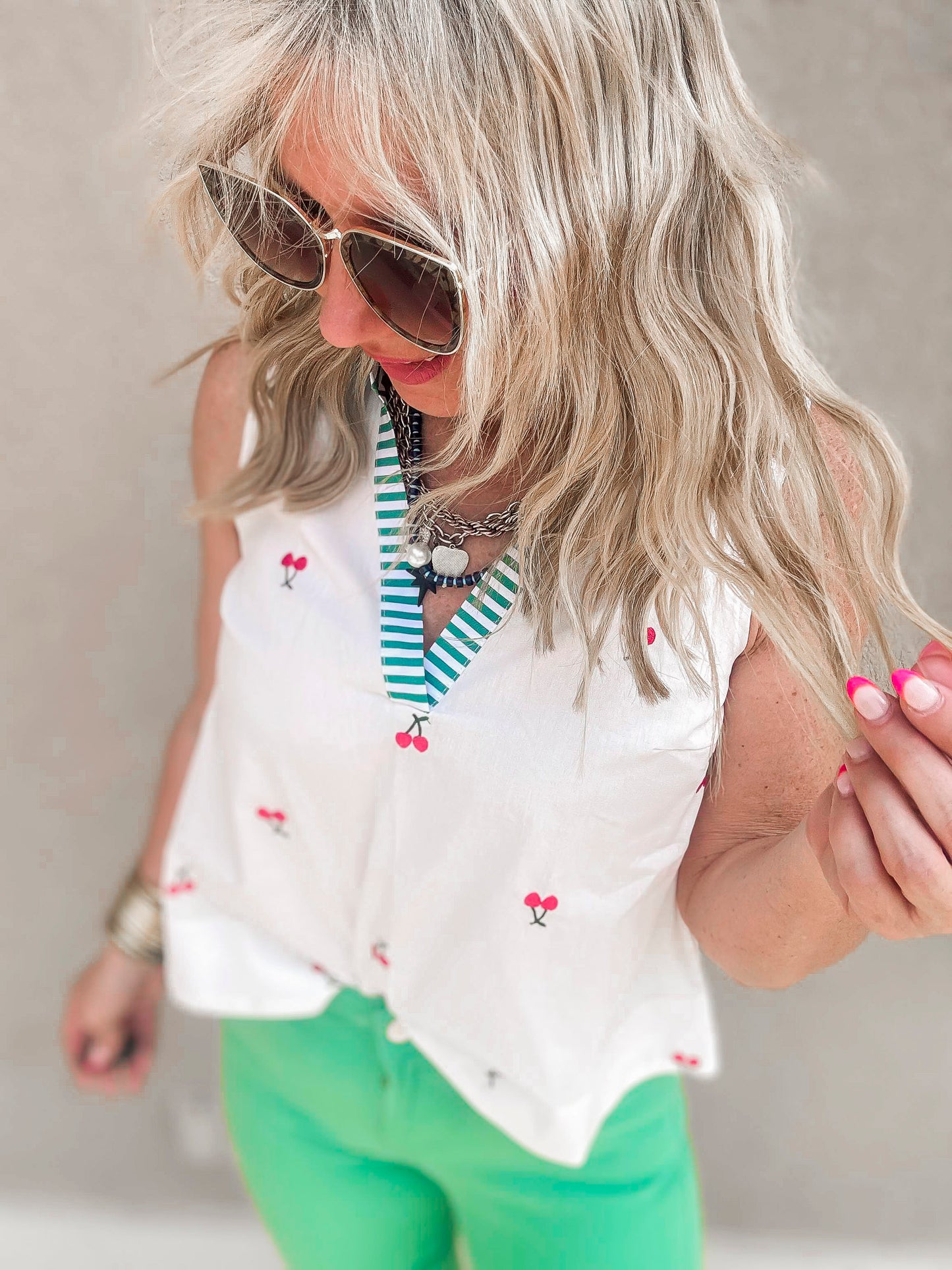 Cherry Embroidered Sleeveless Top* FINAL SALE