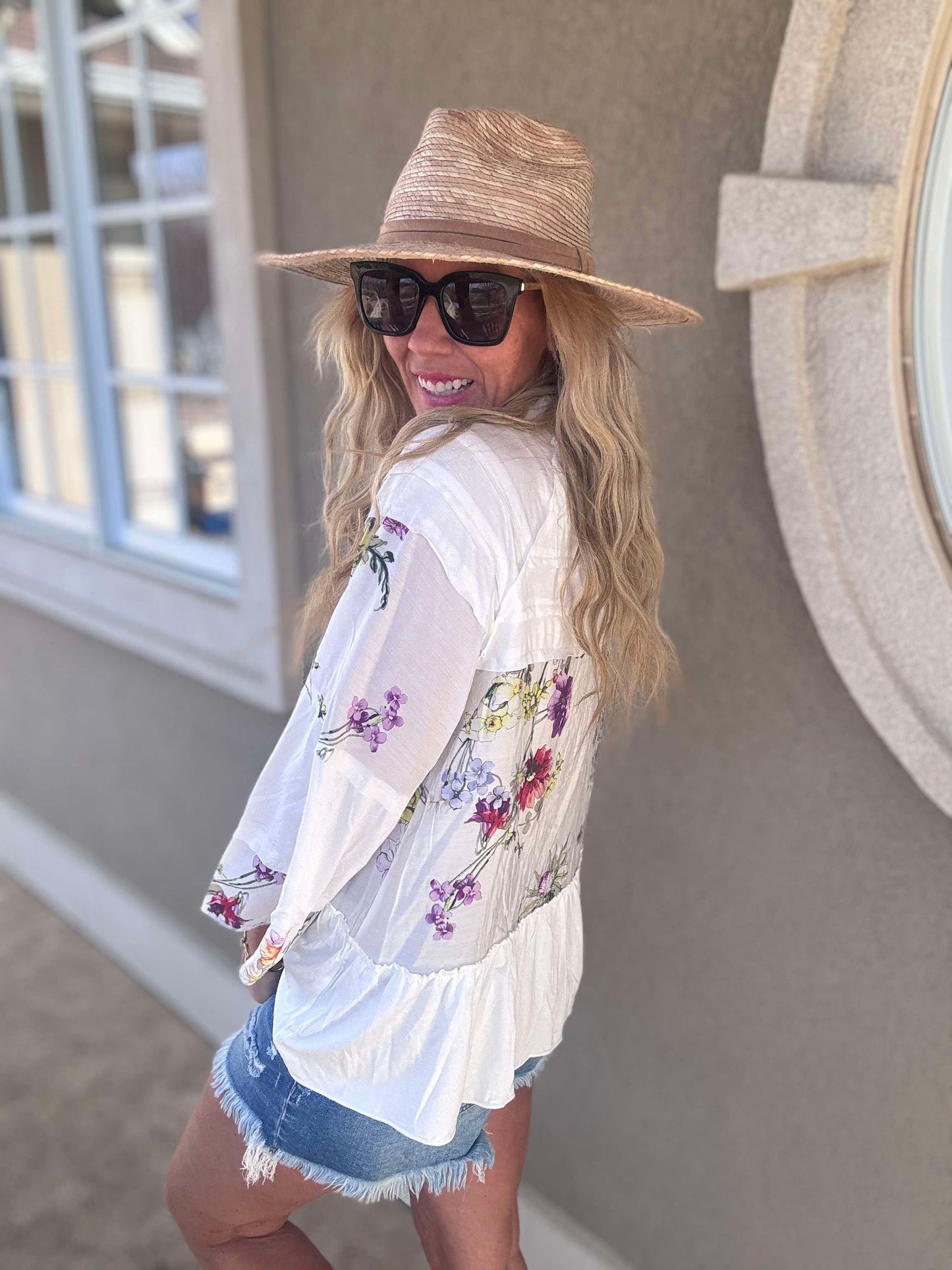 Sunset Garden Raglan Knit Top