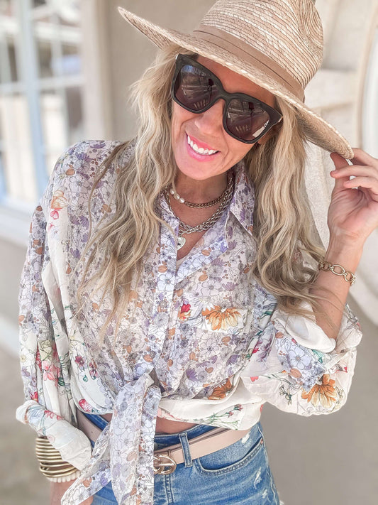 Boho Lavender Breeze Button Down