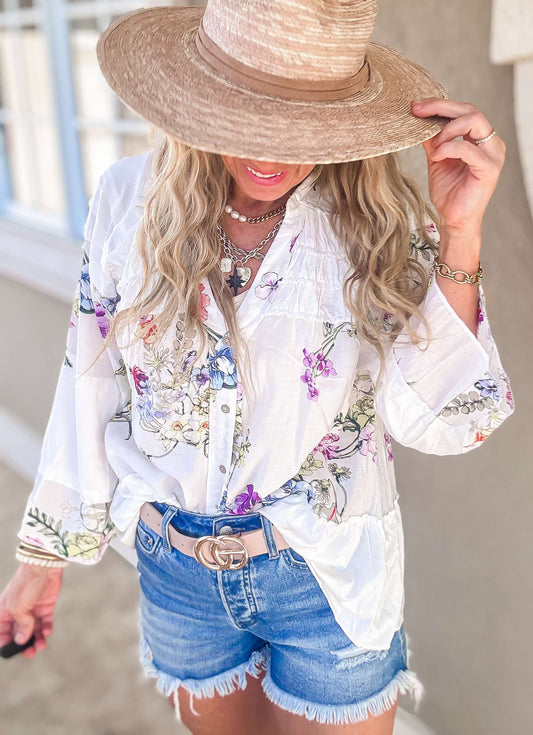 Sunset Garden Raglan Knit Top