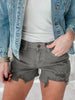 Dark Sage High Rise Denim Shorts | MICA - Final Sale