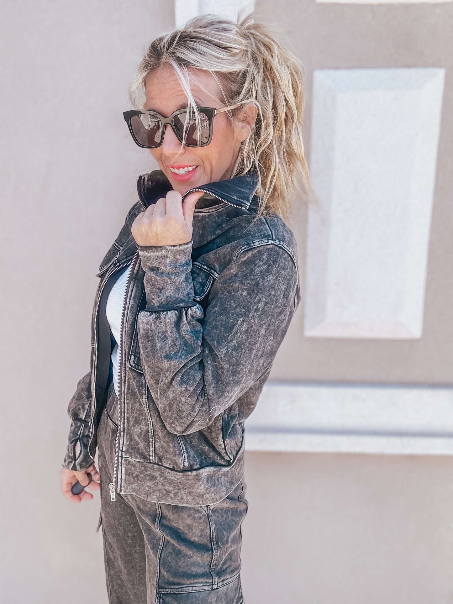 Comfy Cool Washed Black Knit Jacket - Final Sale