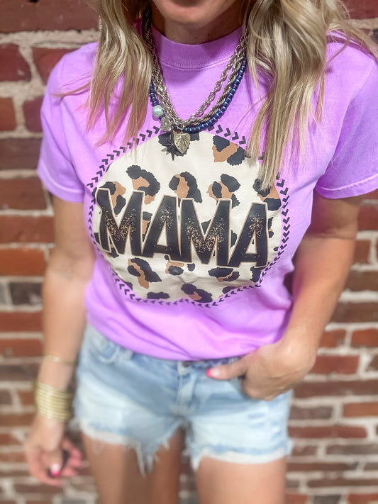 Leopard MAMA Garment Dyed Graphic T-shirt - Final Sale