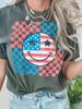 Red, White and Smiles Garment Dyed Graphic T-shirt - Final Sale