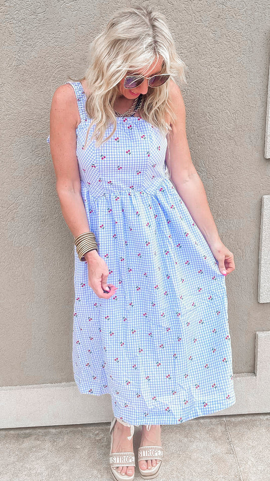 Cherry Gingham Midi Dress | FINAL SALE