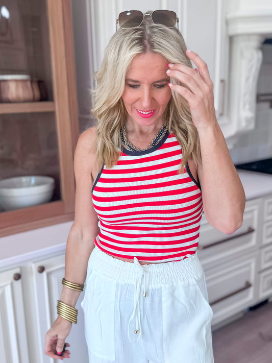 Red Navy Stripe Tank Top | FINAL SALE
