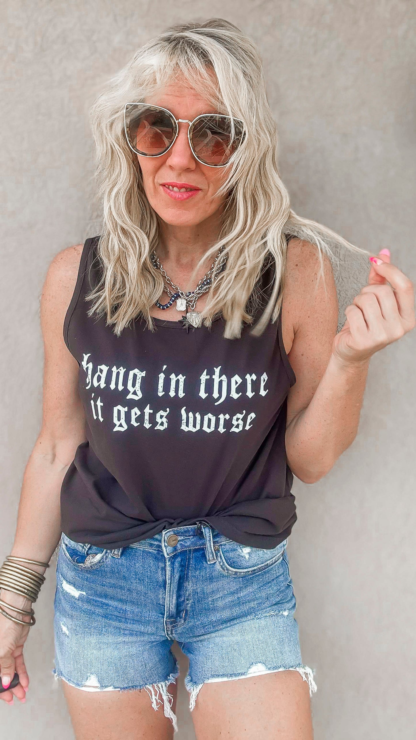 Hang in There... Garment Dyed Graphic Tank Top