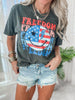 Freedom and Smiley Faces Garment Dyed Graphic T-shirt - Final Sale