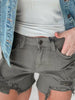 Dark Sage High Rise Denim Shorts | MICA - Final Sale