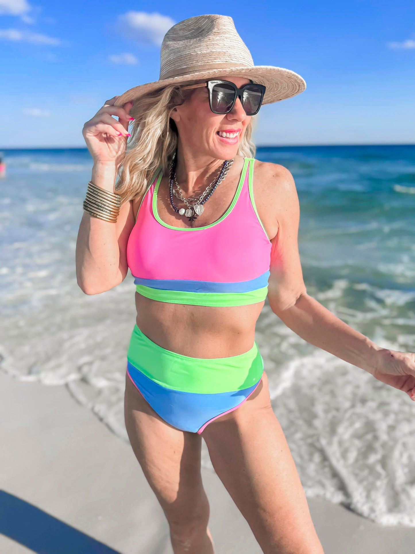 Tropical Breeze Color Block Beach Bikini Swimsuit | Salty Wave - Final Sale