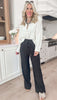 Textured Woven Tie Waist Pants
