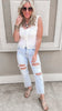 Eyelet Tie Front Sleeveless Top | FINAL SALE