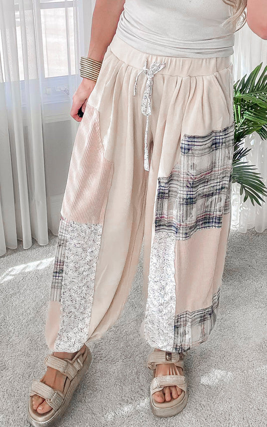 Almond Mixed Floral Print Jogger | POL