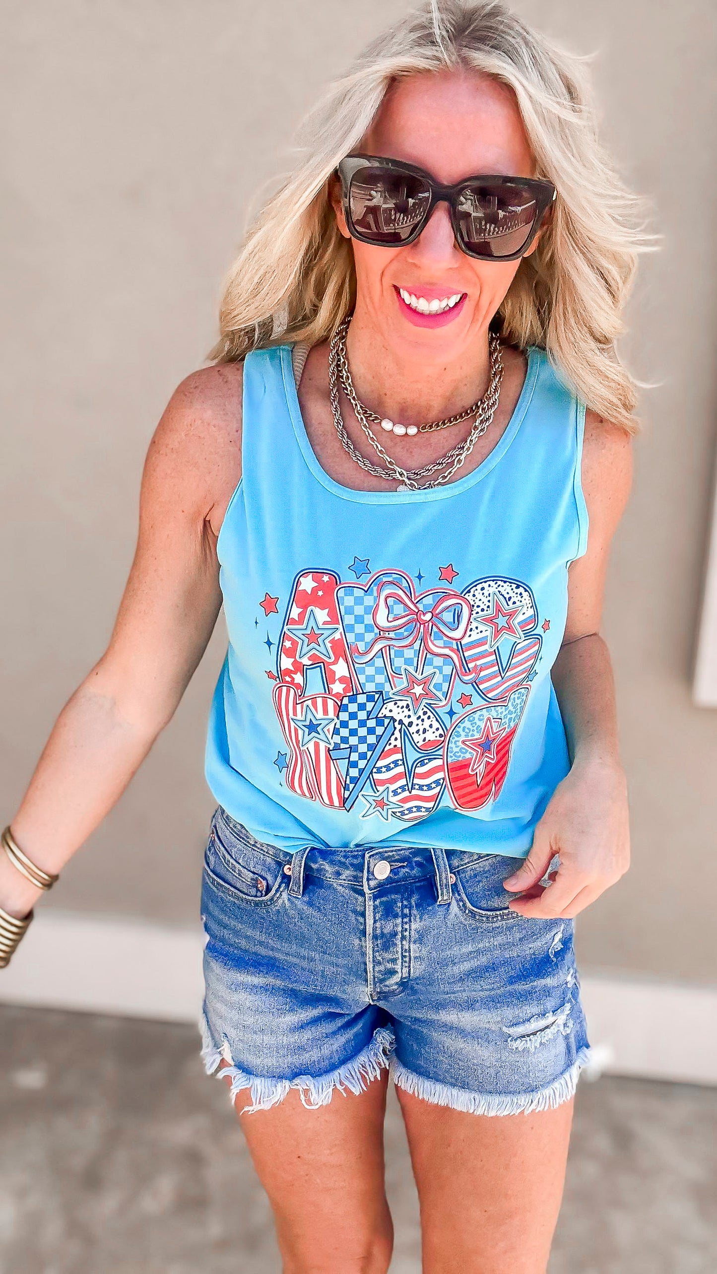 America Garment Dyed Graphic Tank Top