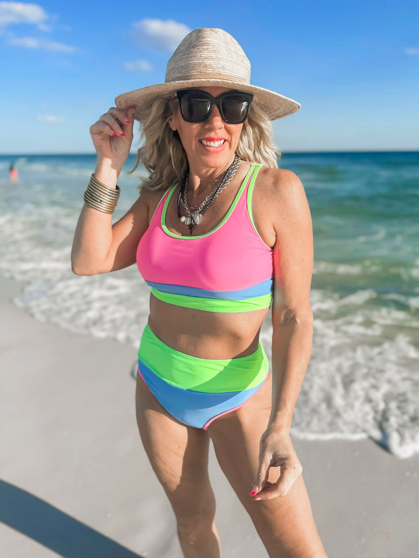 Tropical Breeze Color Block Beach Bikini Swimsuit | Salty Wave - Final Sale