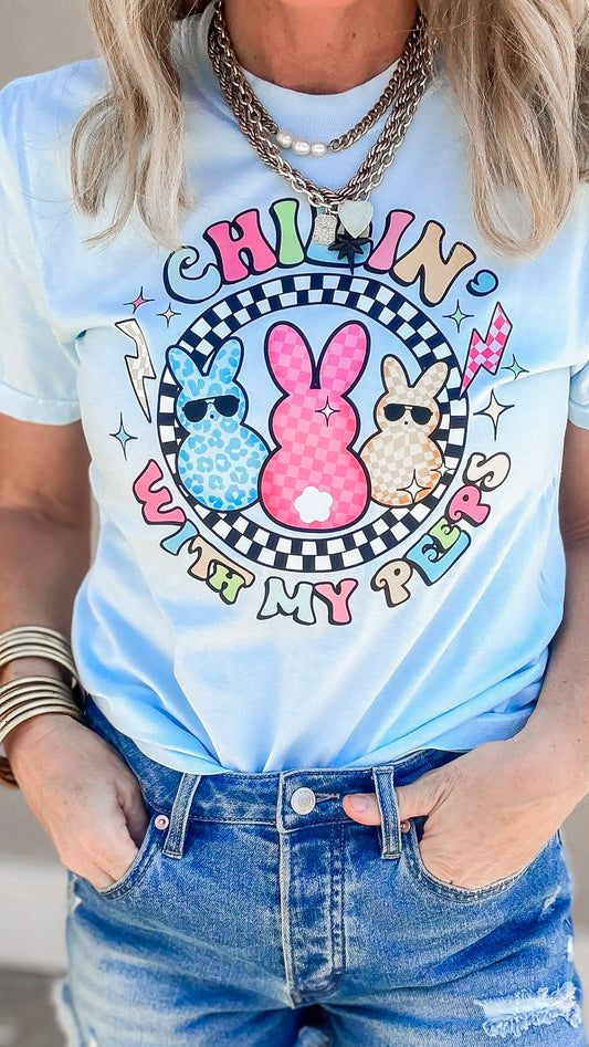 Chillin with My Peeps Garment Dyed Graphic T-shirt