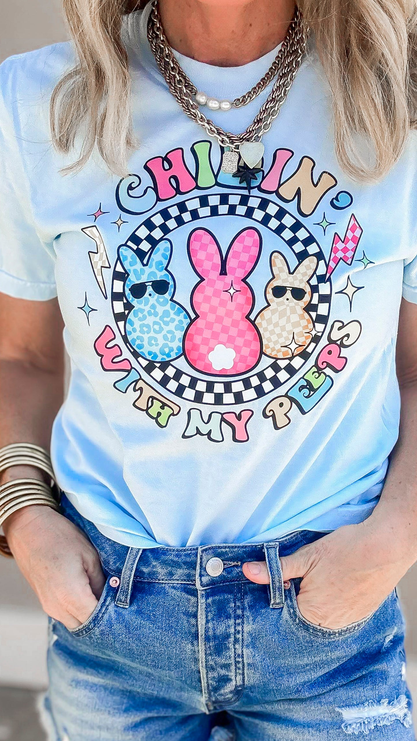 Chillin with My Peeps Garment Dyed Graphic T-shirt