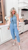 Washed Tencel Sleeveless Denim Jumpsuit** - Final Sale