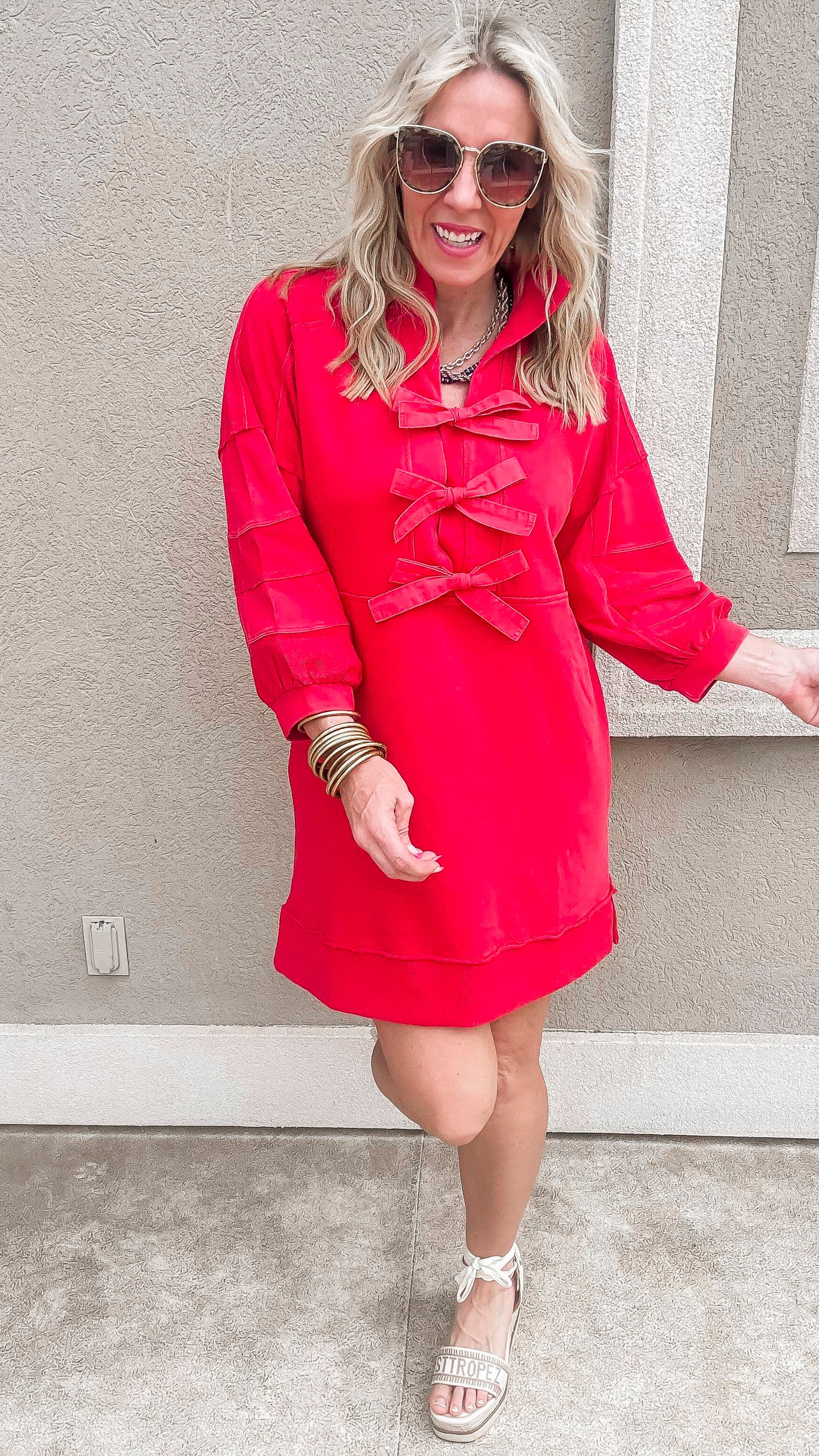 Bow Ties Collared Neck Dress | FINAL SALE