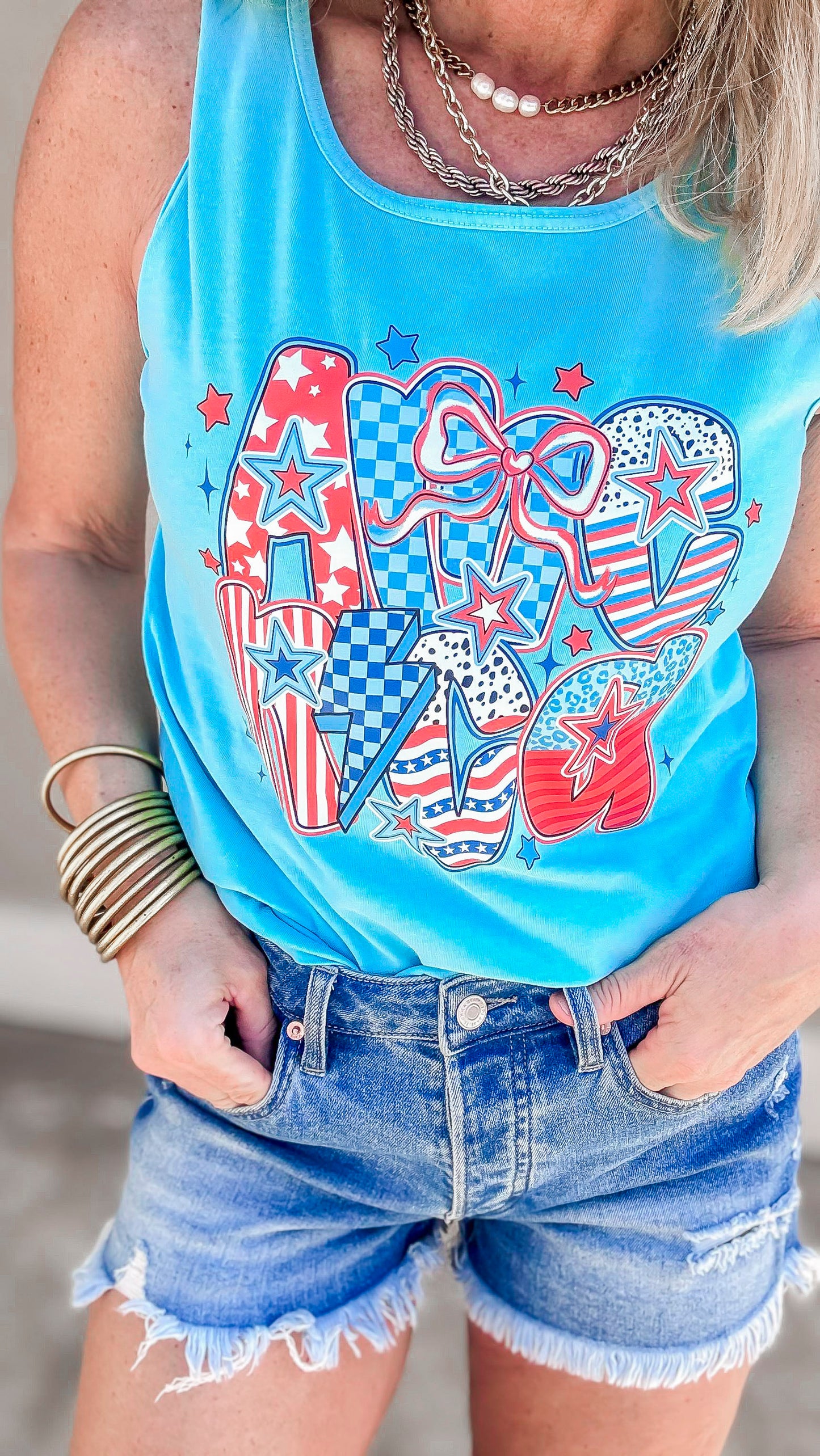 America Garment Dyed Graphic Tank Top
