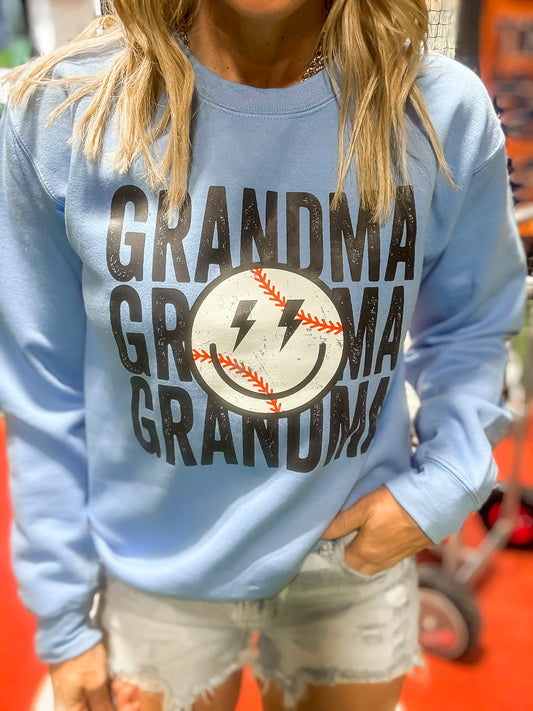 Grandma Baseball Graphic Crewneck Sweatshirt