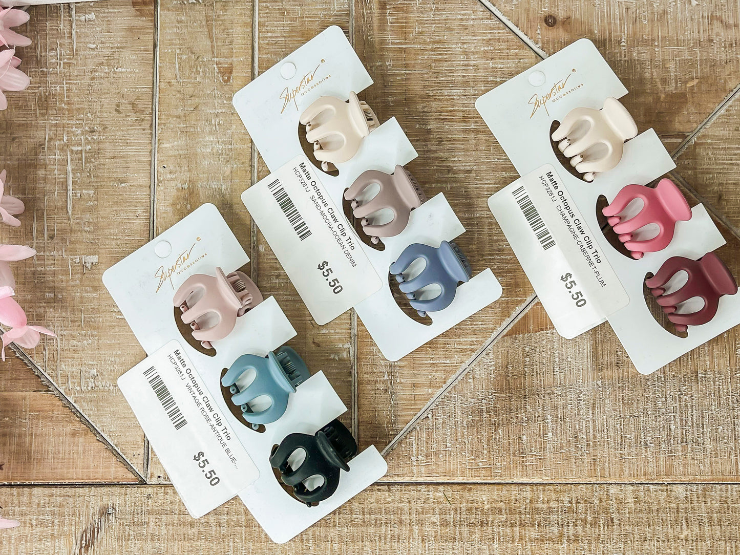 Matte Octopus Claw Clip Trio - Final Sale