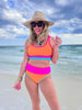 Orange Colorblock Beach Bikini Swimsuit | Salty Wave * - Final Sale