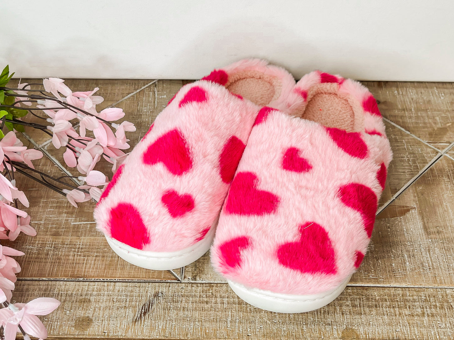 Pink Heart Slippers
