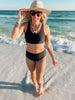 Black Coastline Sport Bikini Swimsuit | Salty Wave - Final Sale