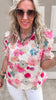 Berry Floral Smocked Short Sleeve Blouse Top | FINAL SALE