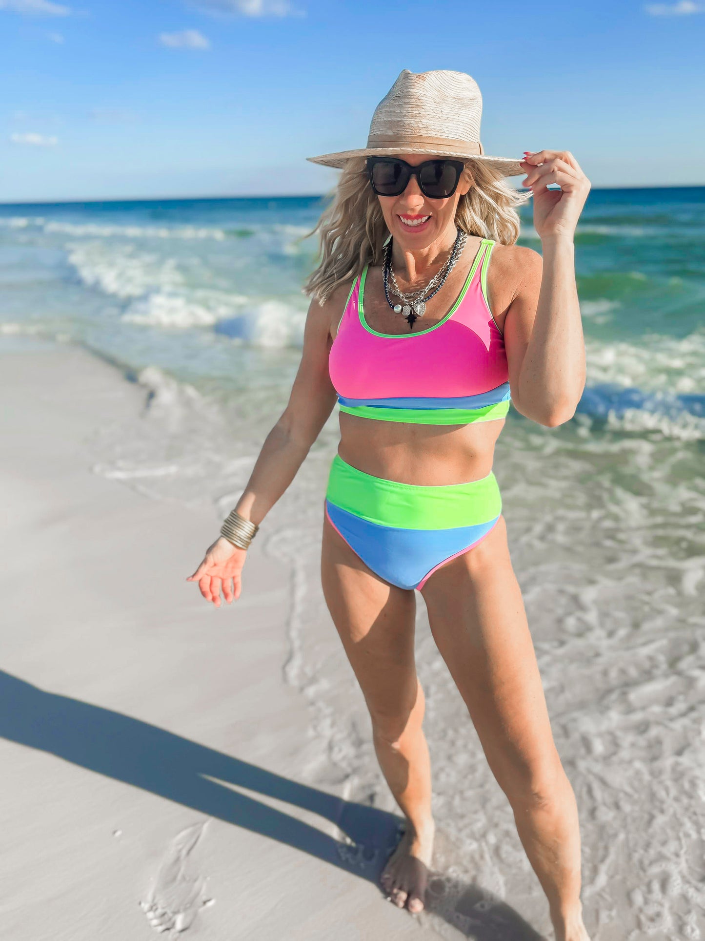 Tropical Breeze Color Block Beach Bikini Swimsuit | Salty Wave - Final Sale