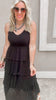 Black Pleated Tiered Midi Dress - Final Sale