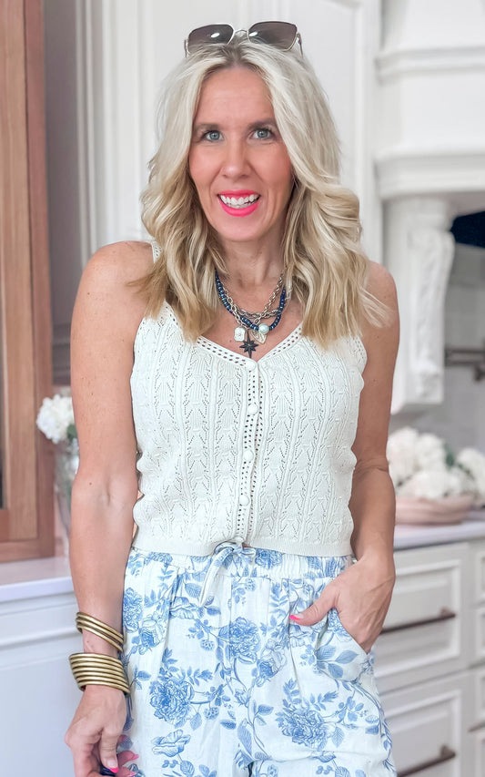 The Soft Serve Pointelle Knit Tank Top - Final Sale