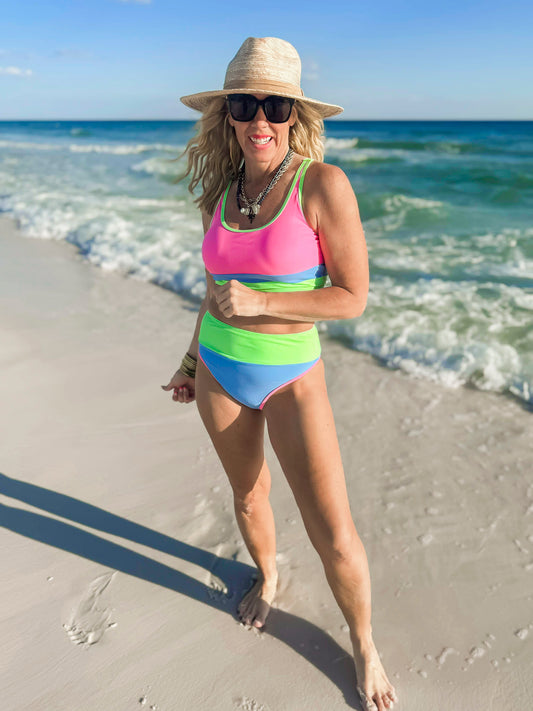 Tropical Breeze Color Block Beach Bikini Swimsuit | Salty Wave - Final Sale