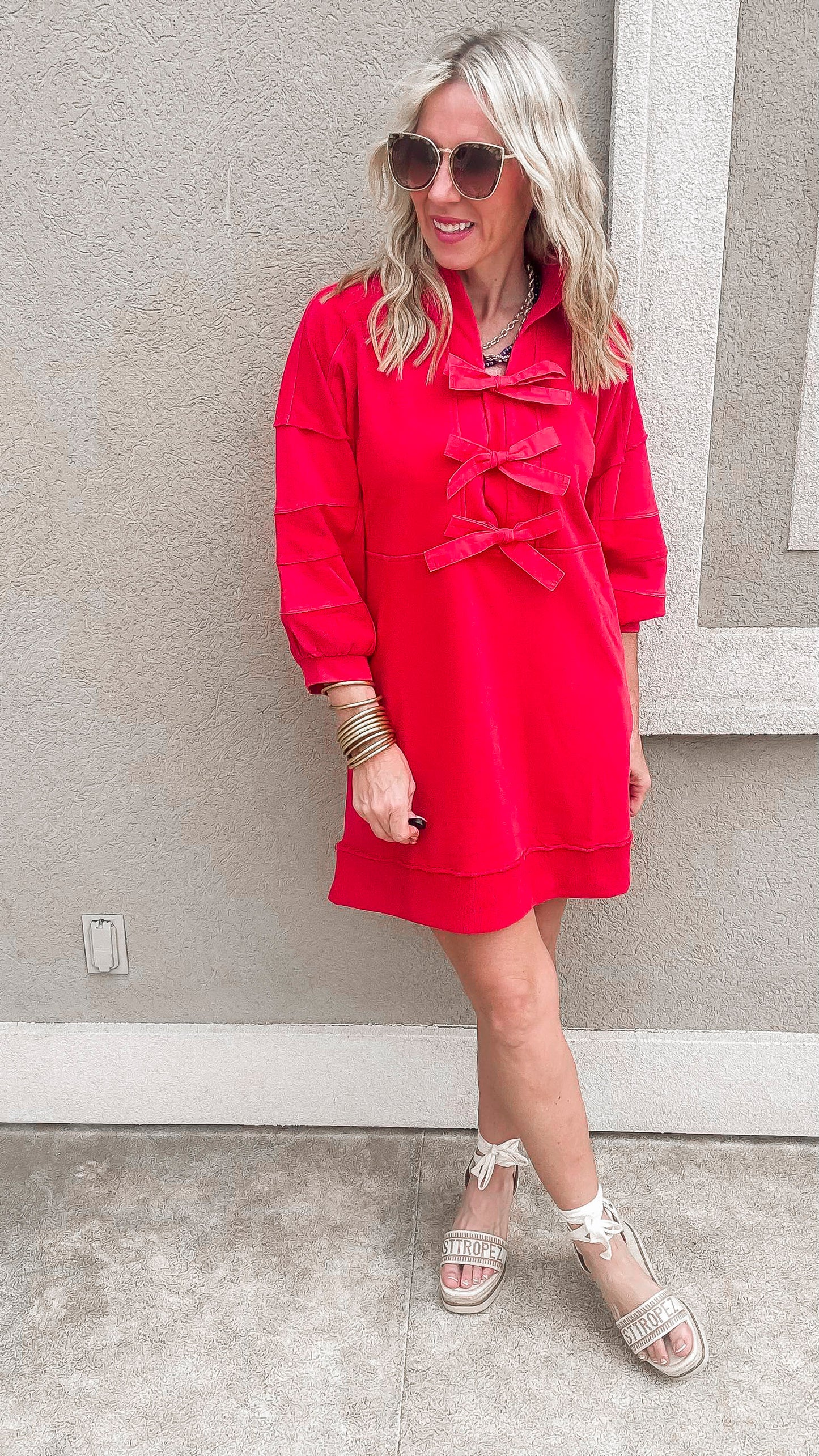 Bow Ties Collared Neck Dress | FINAL SALE