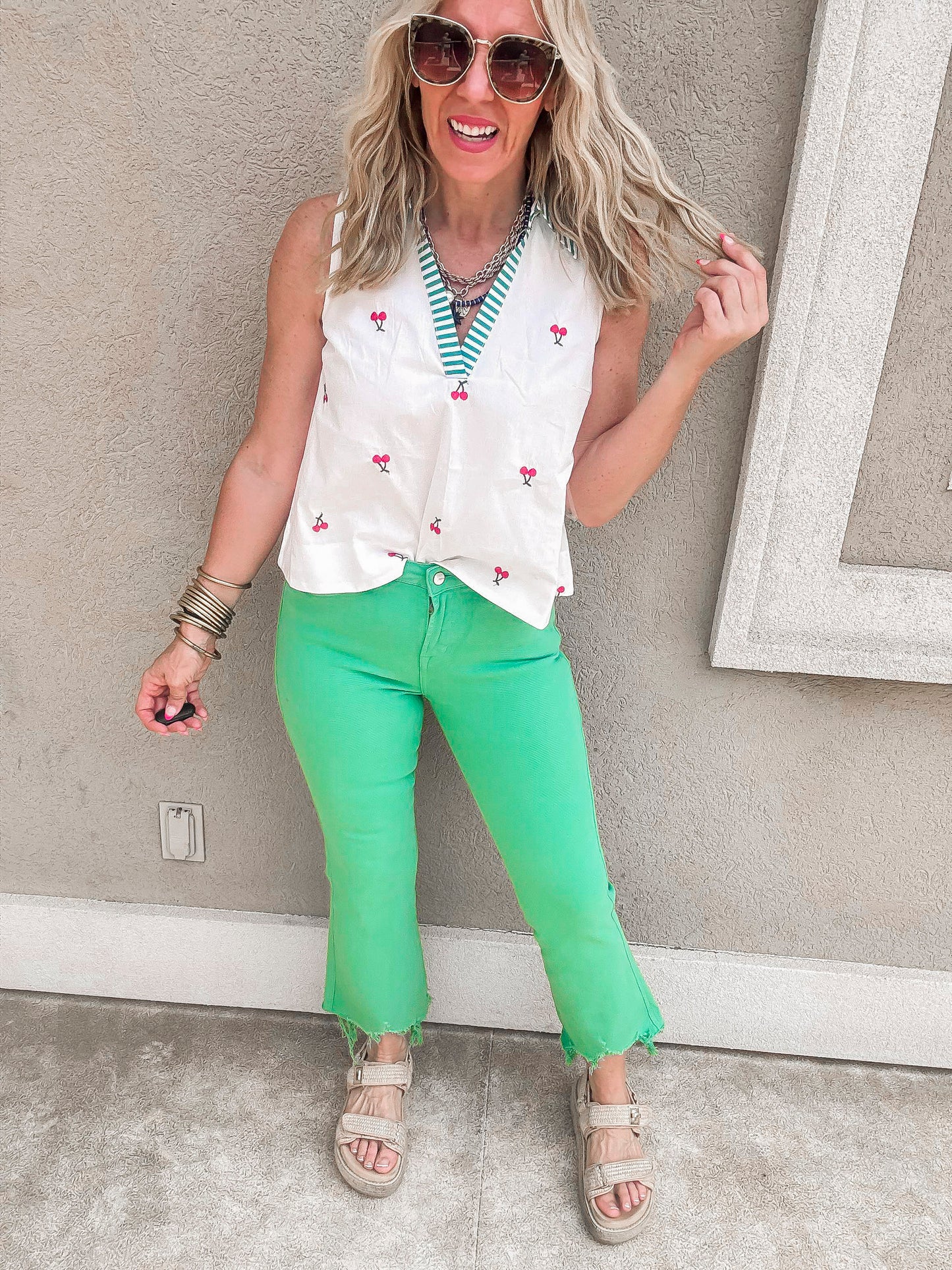 Cherry Embroidered Sleeveless Top* FINAL SALE