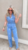 Solene Sleeveless Cargo Denim Jean Jumpsuit | FINAL SALE