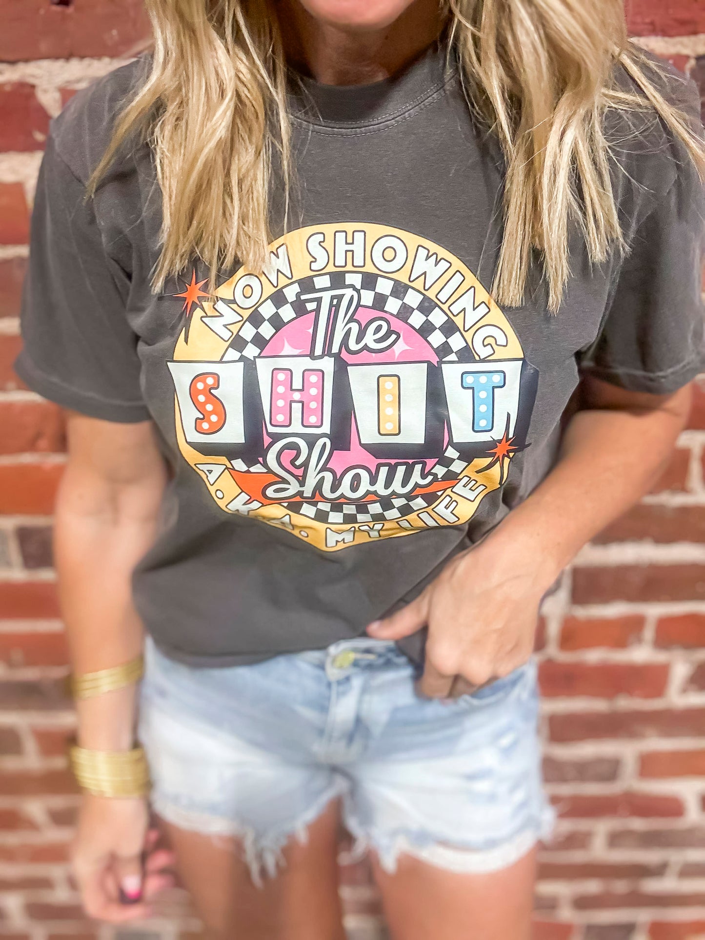 Now Showing the Shit Show Garment Dyed Graphic T-shirt