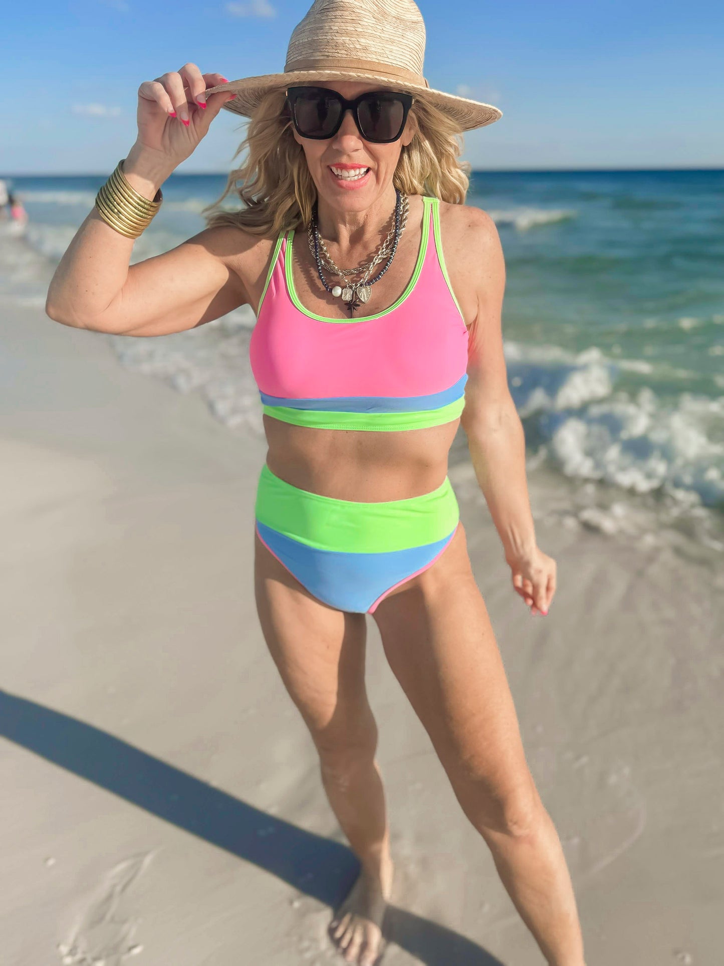 Tropical Breeze Color Block Beach Bikini Swimsuit | Salty Wave - Final Sale