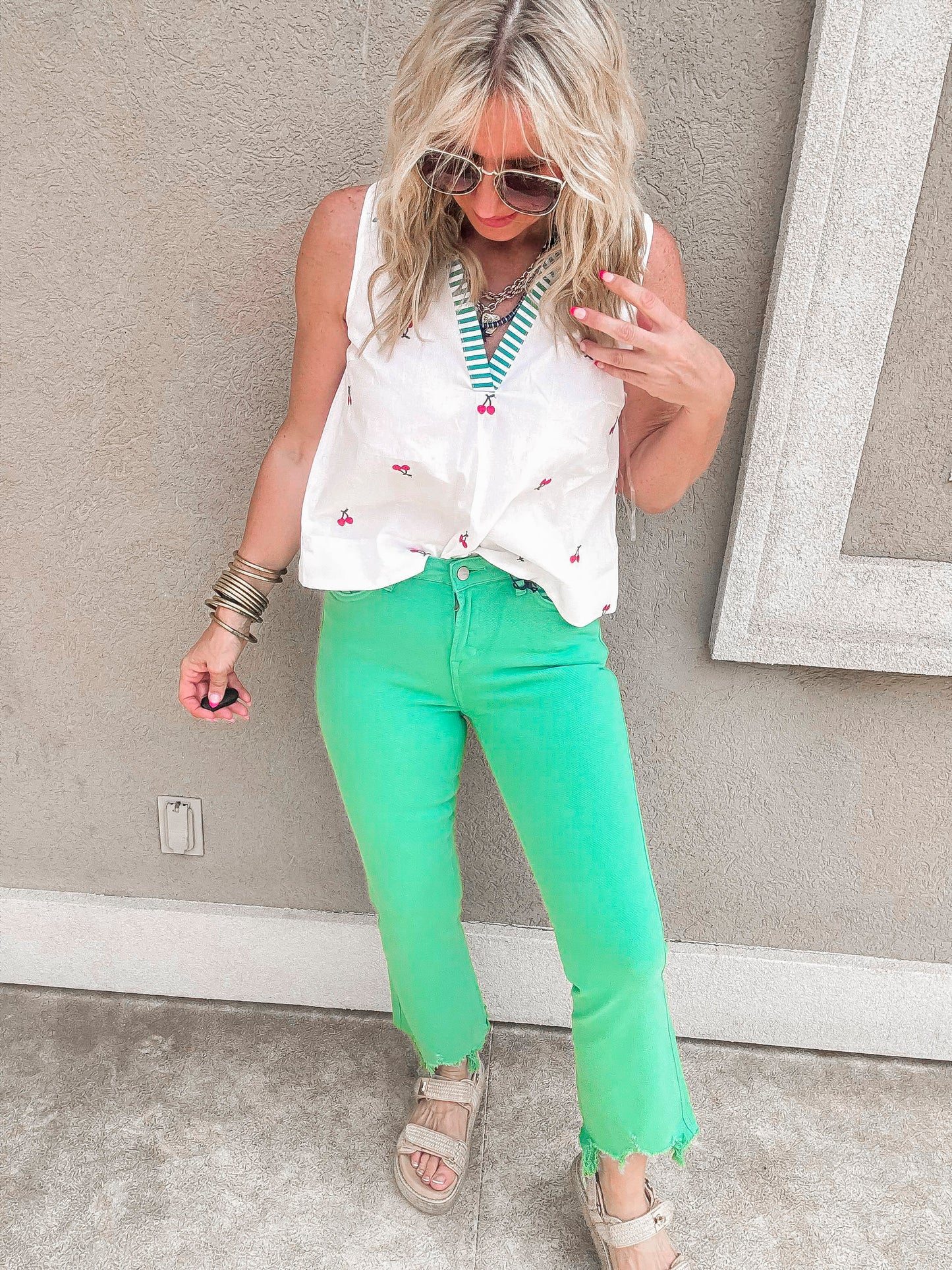 Cherry Embroidered Sleeveless Top* FINAL SALE