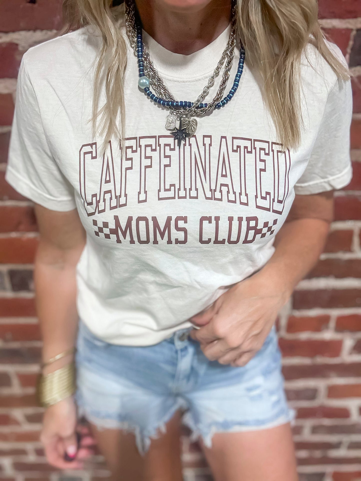 Caffinated Mom Club Garment Dyed Graphic T-shirt