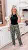 High Waisted Camo Print Knit Pants